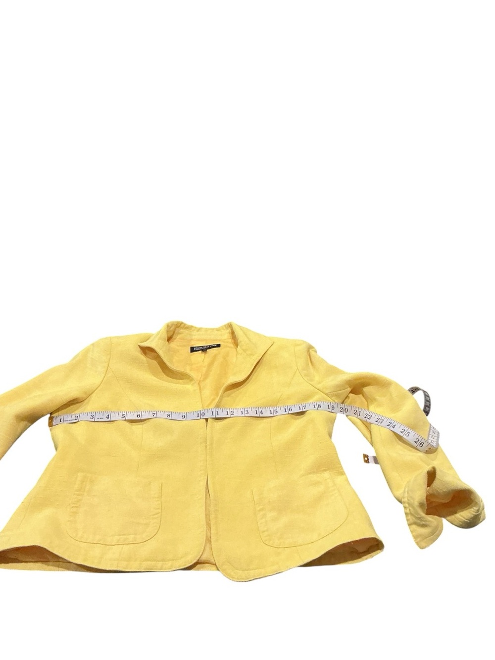 Jones New York Silk Blazer Yellow Size 8 Cropped Lightweight Jacket - Picture 5 of 8